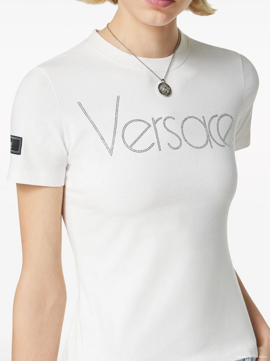 Cheap logo Versace Crystal T-shirt Women 1978 0406